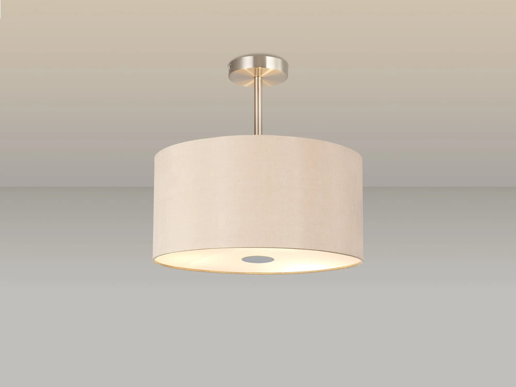 Baymont 40cm Semi Flush 3 Light Satin Nickel, Antique Gold/Ruby, Frosted Diffuser DK0416  Deco Baymont SN AG